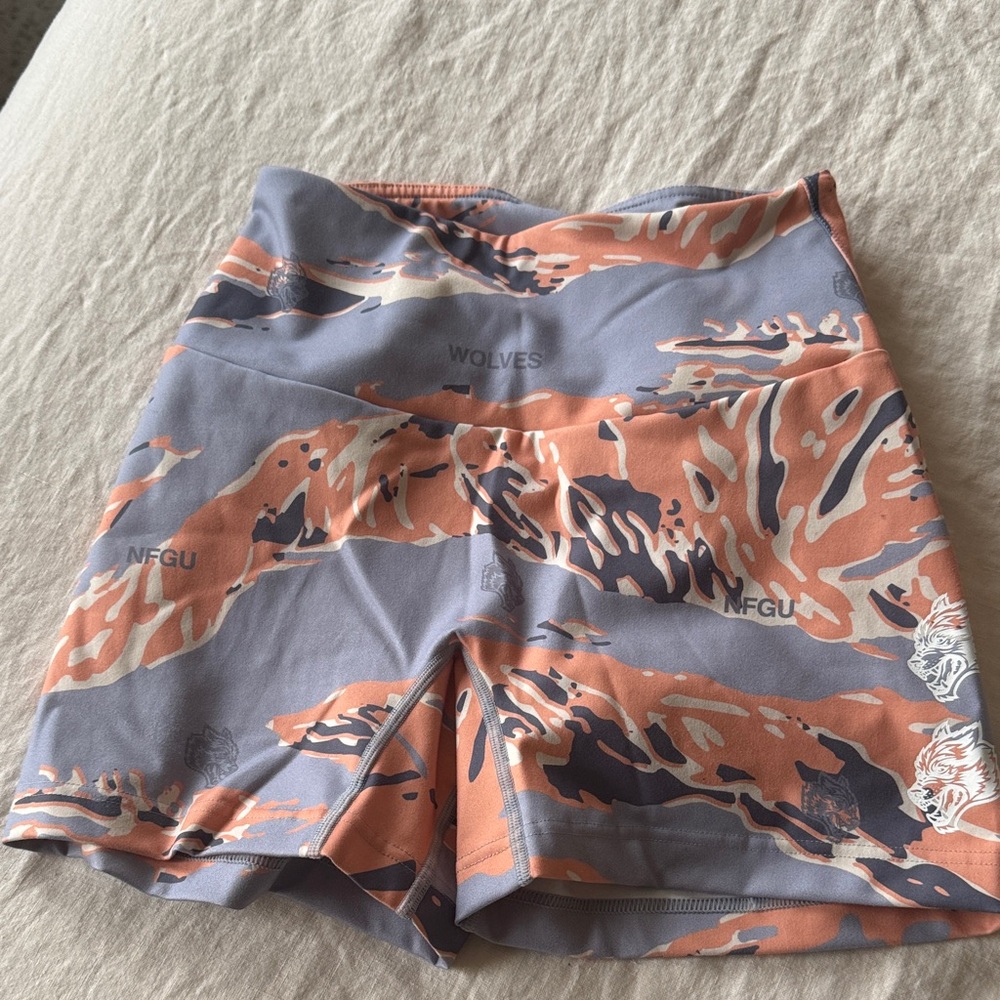 Darc Sport Orange and Gray Patterned Bike Shorts